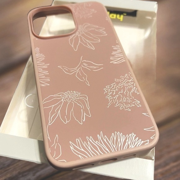 Heyday Blush Pink & Silver Metallic Floral iPhone 12ProMax Antimicrobial Case - Picture 4 of 7